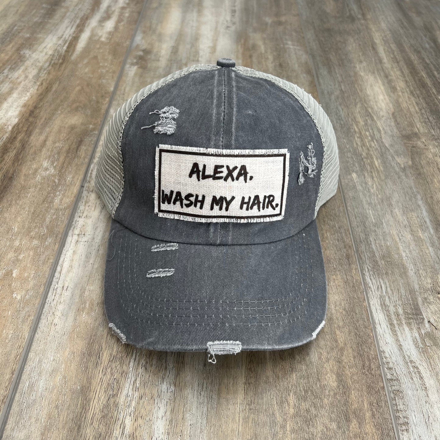 Alexa, Wash My Hair Ponytail Hat