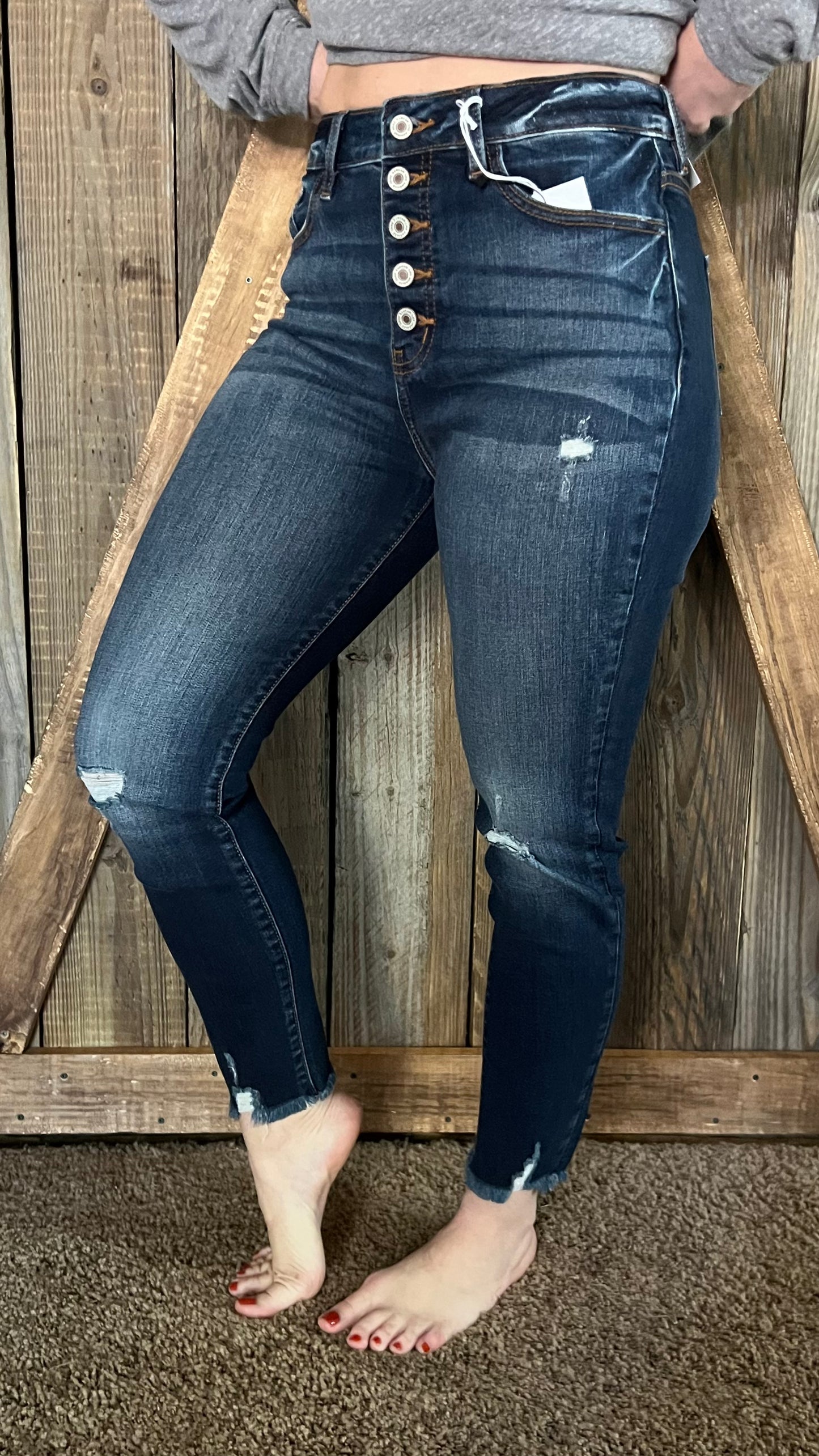 The Alanya Dark Wash High Rise Jeans - Kan Can